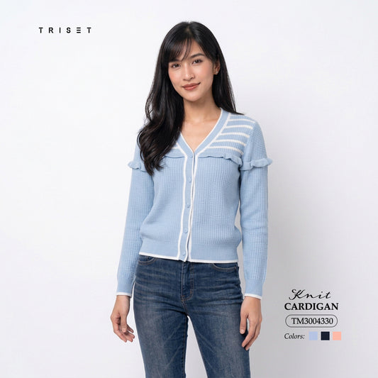Triset Casual Cardigan Rajut Wanita Lengan Panjang Ruffle | Reguler Fit | TM3004330
