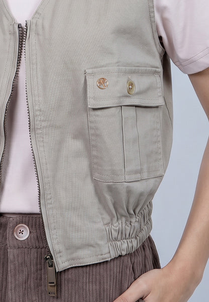 Triset Casual Cargo Vest Rompi Outer Wanita | Cropped Fitted | TJ6000850