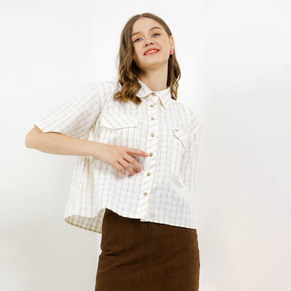 Triset Casual Pakaian Wanita LEA CROP OVERSIZE BLOUSE - TR5051701