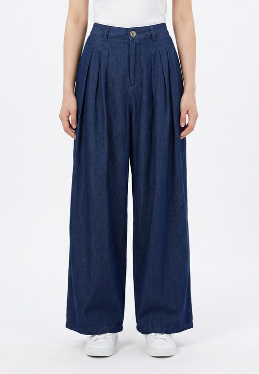 TRISET Celana Culote Denim Wanita Highwaist Wide Leg | Reguler Fit | Casual | TP5008670