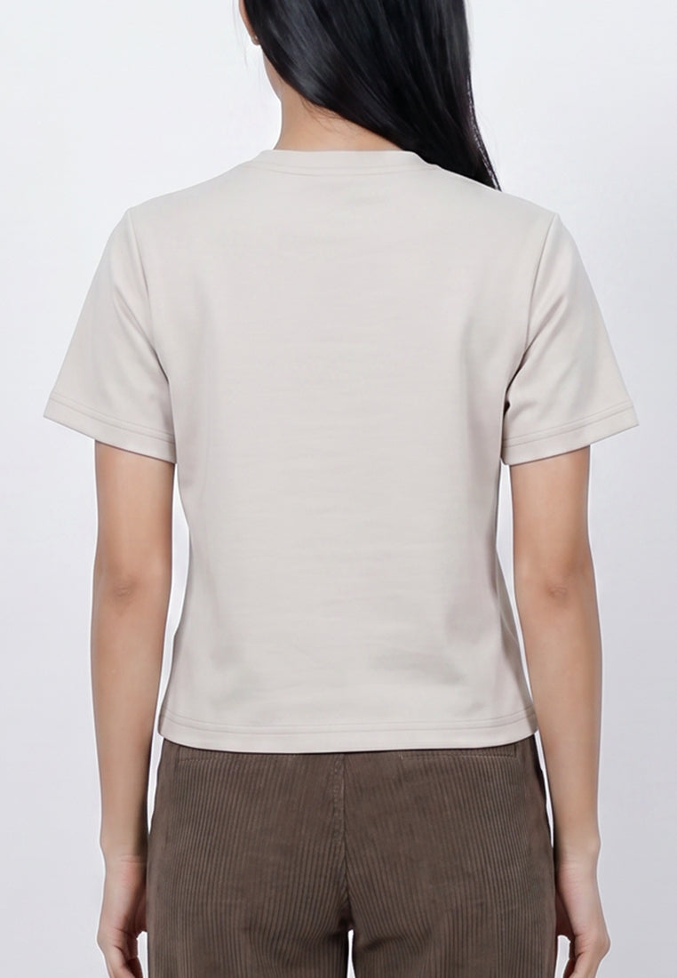 Triset Casual Kaos Wanita Lengan Pendek Bordir Capung | Boxy Crop | TK5034890