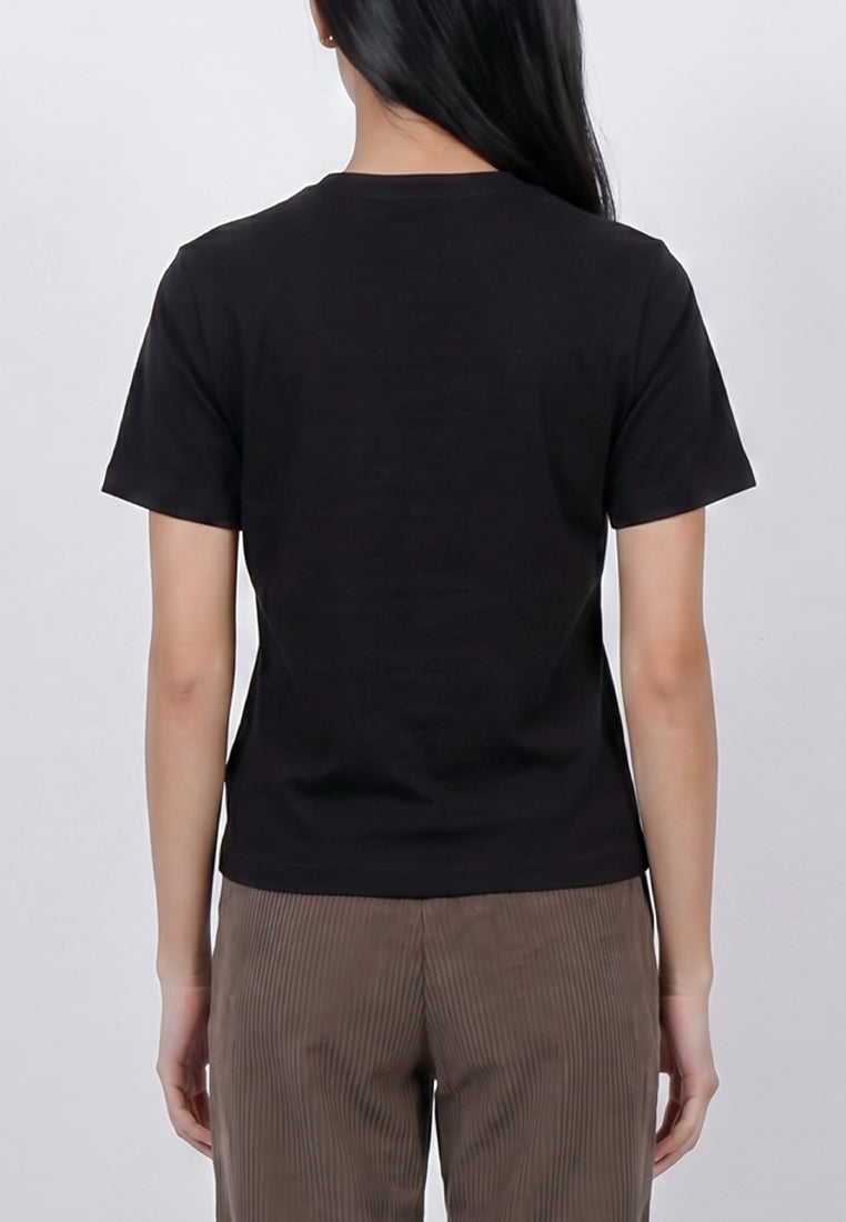 Triset Casual Kaos Wanita Lengan Pendek Bordir Capung | Boxy Crop | TK5034890