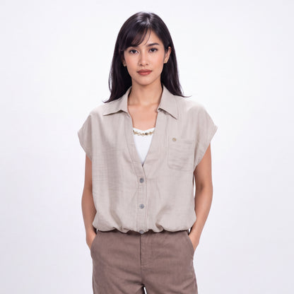 Triset Ladies Blouse Wanita V Neck Tanpa Lengan | Reguler Fit | LR600039A