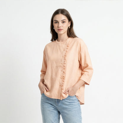 Triset Ladies Blouse Wanita Asimetris Lengan Tiga Perempat Ruffle | Reguler Fit | LR3051690