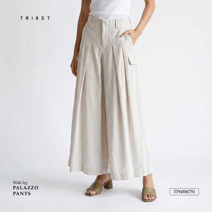 Triset Casual Celana Panjang Wanita Wide Leg Palazzo High Waist | Relaxed Fit | TP6006751