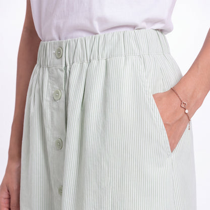 Triset Rok Midi Wanita Scallop Embroidery Striped A Line | Reguler Fit | TN3014131