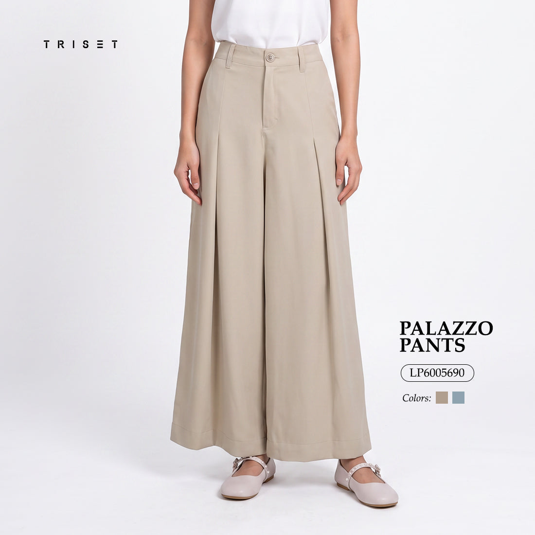 Triset Ladies Celana Panjang Wanita Palazzo Pants High Waist | Relaxed Fit | LP6005690