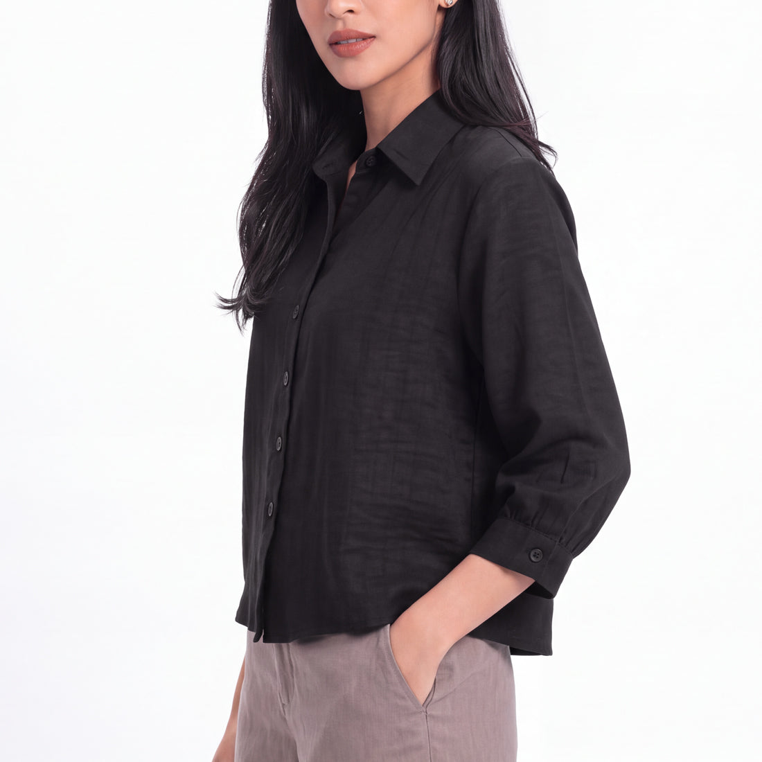 Triset Ladies Blouse Wanita Semi Crop Lengan Tujuh Perdelapan | Boxy Fit | LR3053970