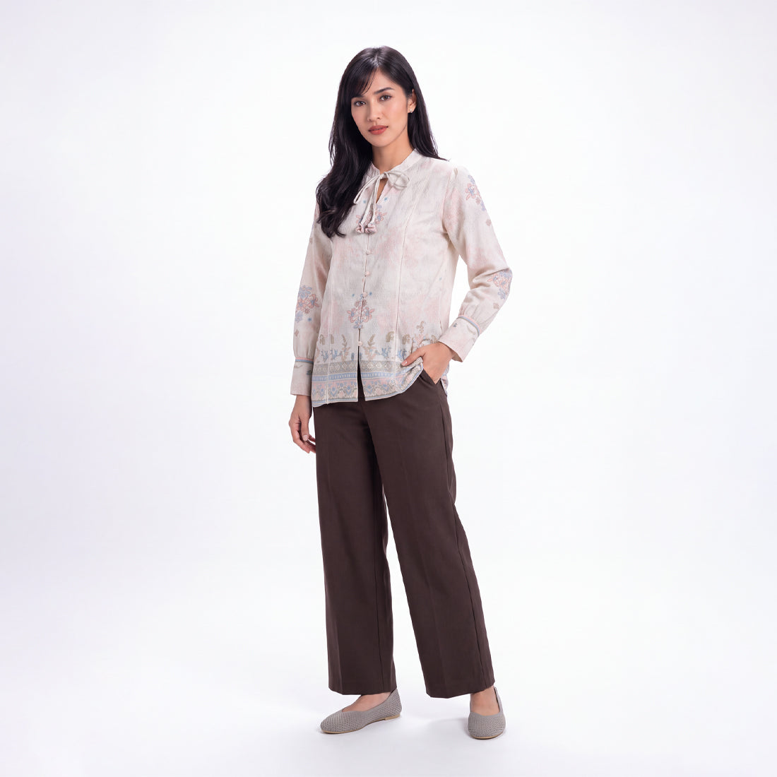Triset Ladies Blouse Wanita Floral Lengan Panjang | Reguler Fit | LR305389A