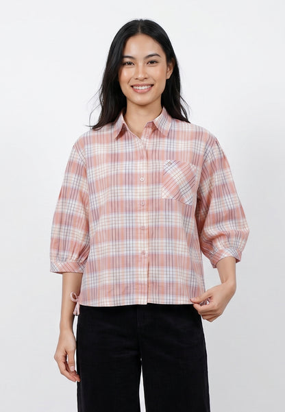 Triset Casual Blouse Kotak Kotak Wanita Puff Sleeve | Reguler Fit | TR3105871