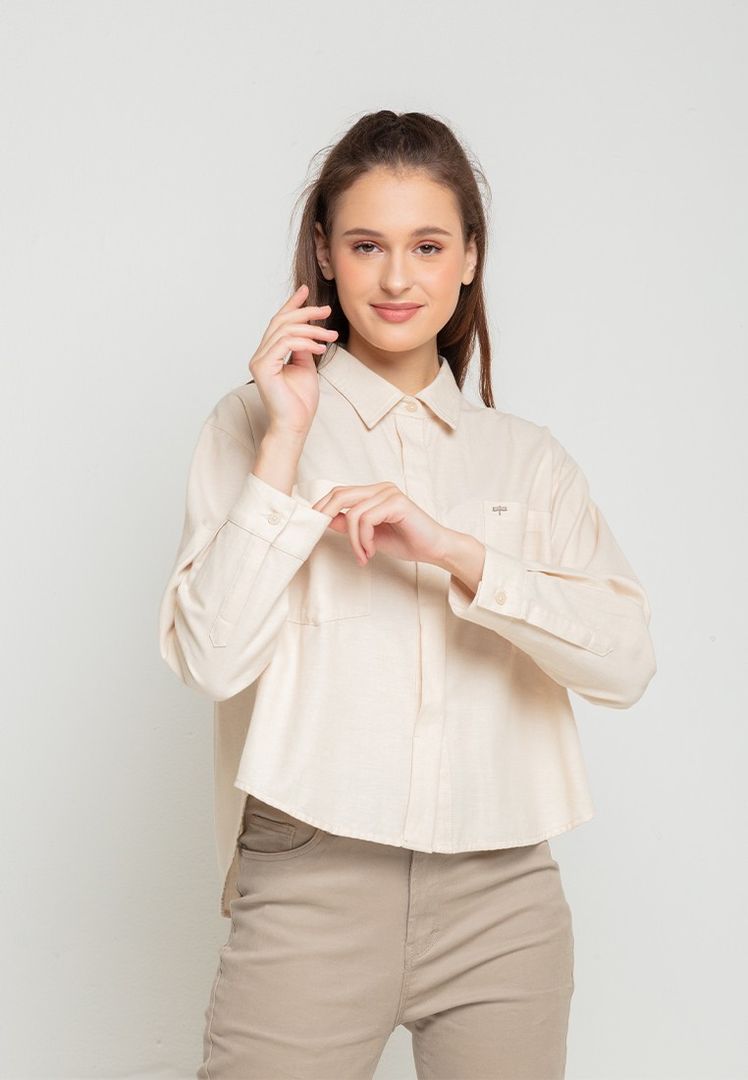 Triset Casual Pakaian Wanita LEA CROP OVERSIZE BLOUSE - TR3092500