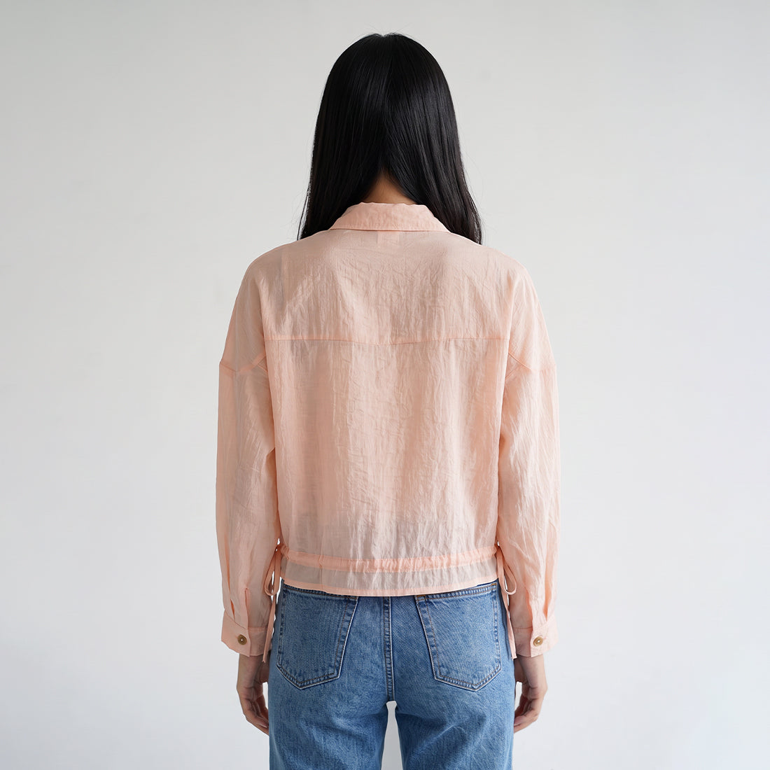 Triset Casual Blouse Wanita Crinkle Oversize Lengan Panjang Crop  | Relaxed Fit | TR3105050