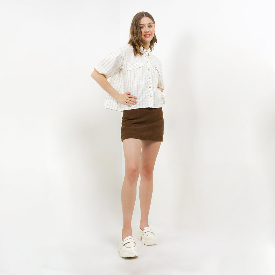 Triset Casual Pakaian Wanita LEA CROP OVERSIZE BLOUSE - TR5051701