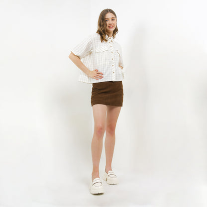 Triset Casual Pakaian Wanita LEA CROP OVERSIZE BLOUSE - TR5051701