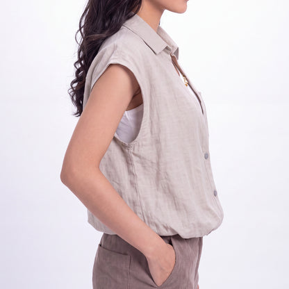Triset Ladies Blouse Wanita V Neck Tanpa Lengan | Reguler Fit | LR600039A