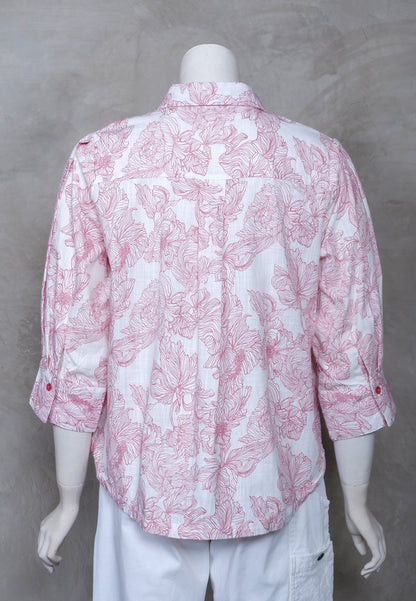 Triset Ladies Blouse Wanita Lengan Tiga Perempat Floral Asimetris | Oversize Fit | LR3052278