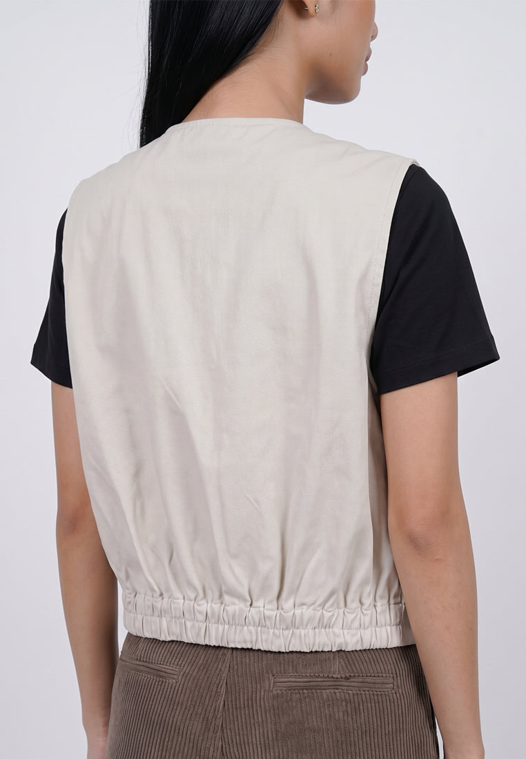 Triset Casual Cargo Vest Rompi Outer Wanita | Cropped Fitted | TJ6000850