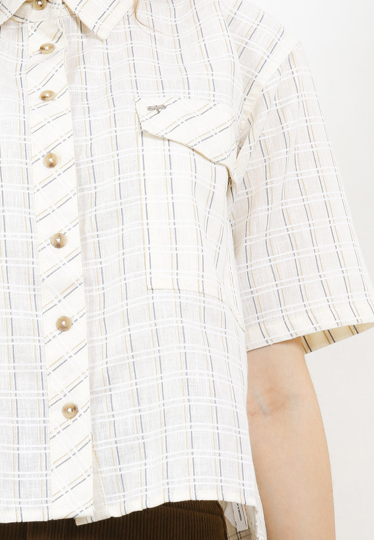 Triset Casual Pakaian Wanita LEA CROP OVERSIZE BLOUSE - TR5051701