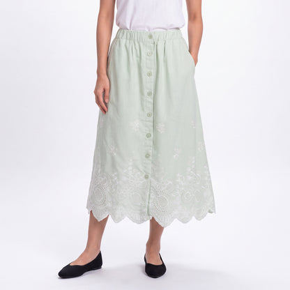 Triset Rok Midi Wanita Scallop Embroidery Striped A Line | Reguler Fit | TN3014131