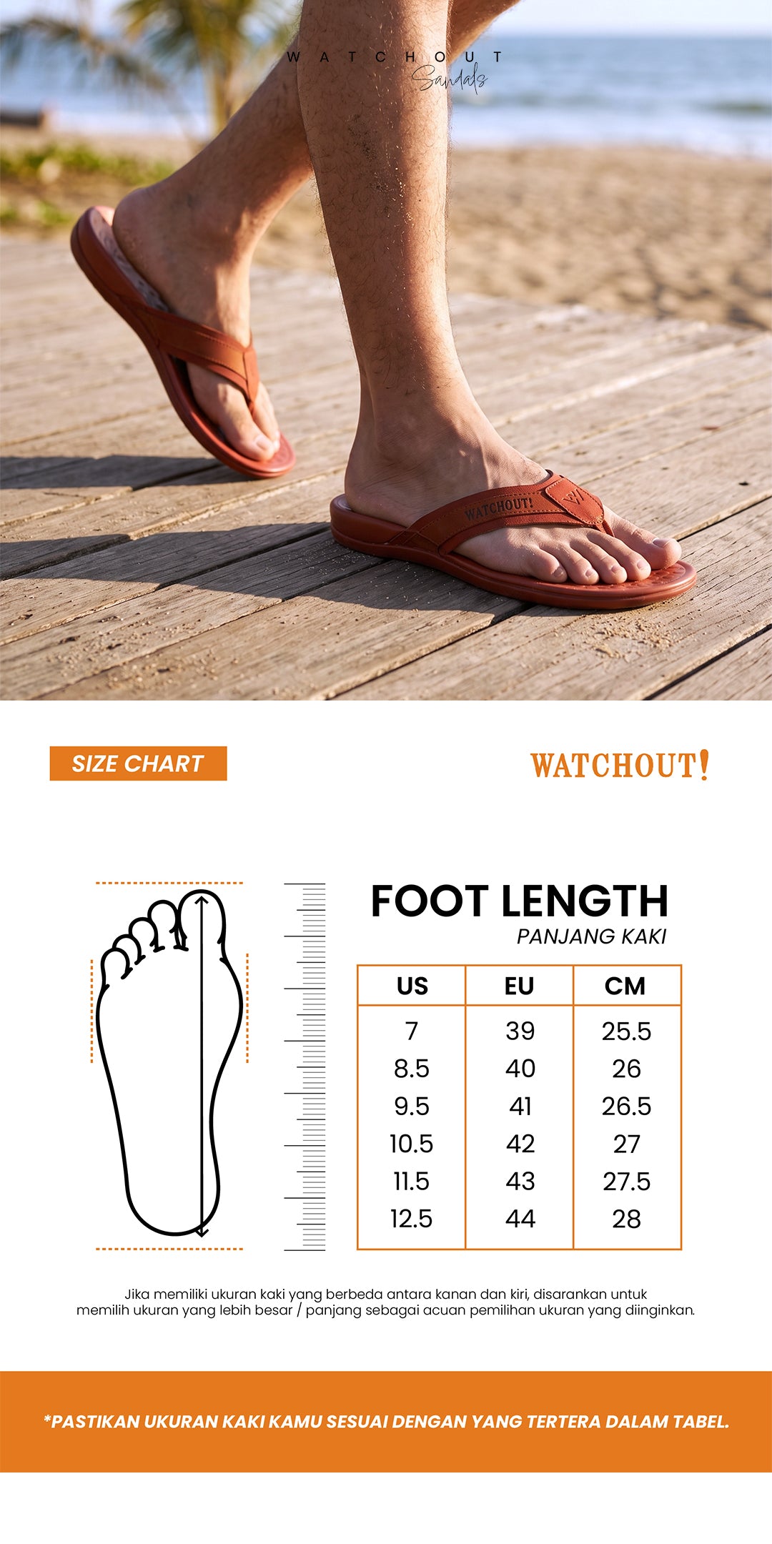 Watchout Sandal Pria Jepit | Thongs | Casual | Size 39 - 44 | WY1016503