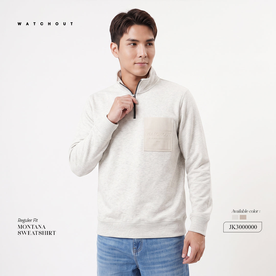 WATCHOUT PAKAIAN SWEAT SHIRT LENGAN PANJANG PRIA MONTANA HALF ZIP | REGULER FIT | JEANS | JK3000000