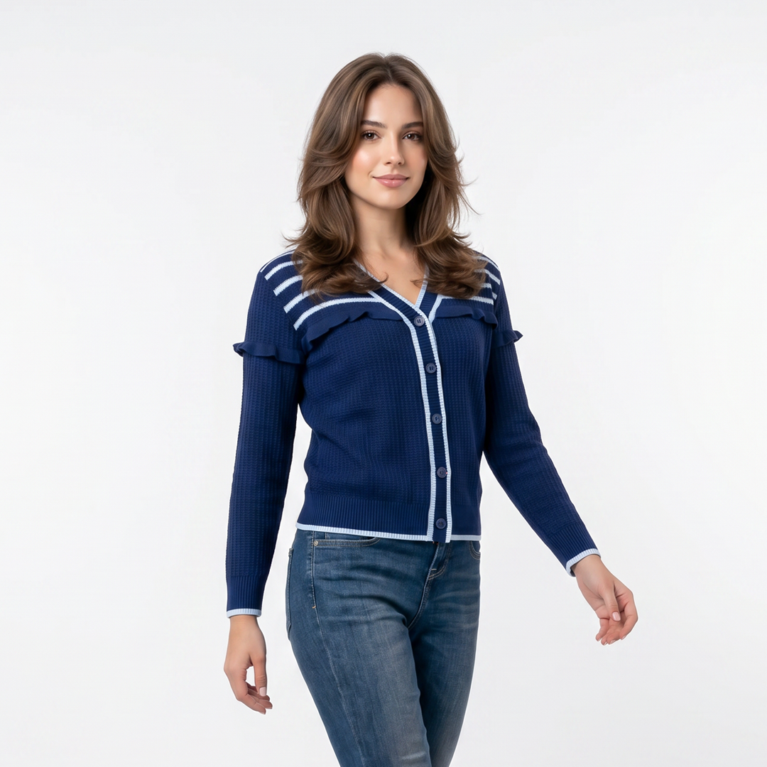 Triset Casual Cardigan Rajut Wanita Lengan Panjang Ruffle | Reguler Fit | TM3004330