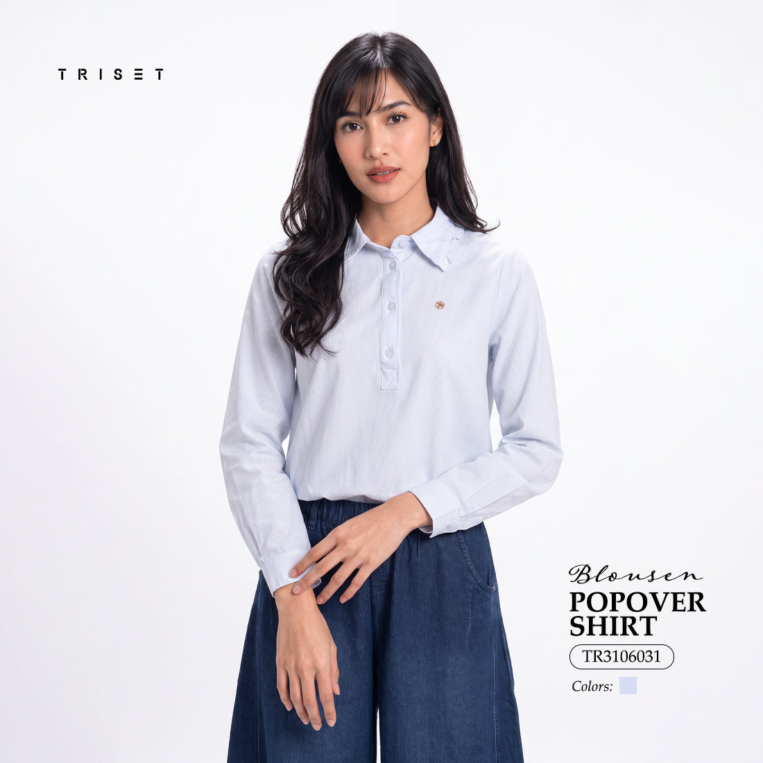 Triset Casual Blouse Wanita Striped Lengan Panjang | Reguler Fit | TR3106031