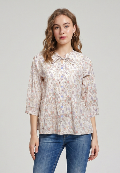 Triset Ladies Blouse Floral Wanita Lengan Tiga Perempat | Reguler Fit | LR3052678
