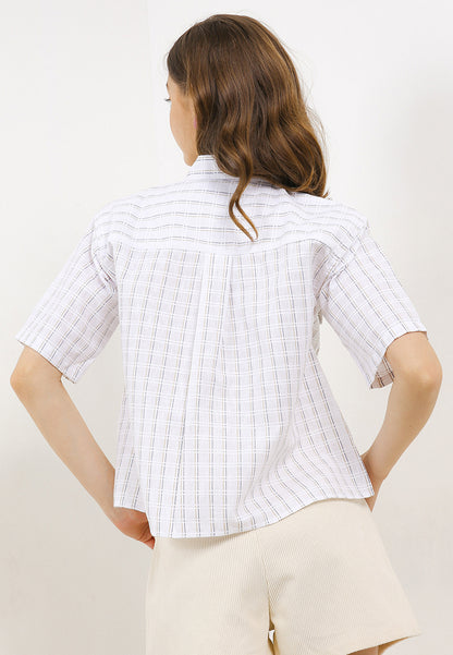 Triset Casual Pakaian Wanita LEA CROP OVERSIZE BLOUSE - TR5051701
