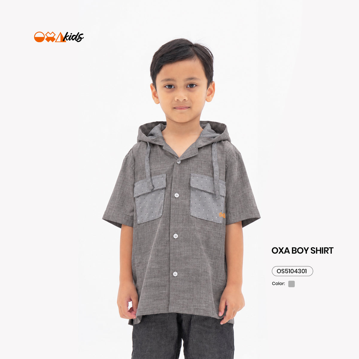 OXA Kids Kemeja Hoodie Anak Lengan Pendek | Reguler Fit | OS5104301