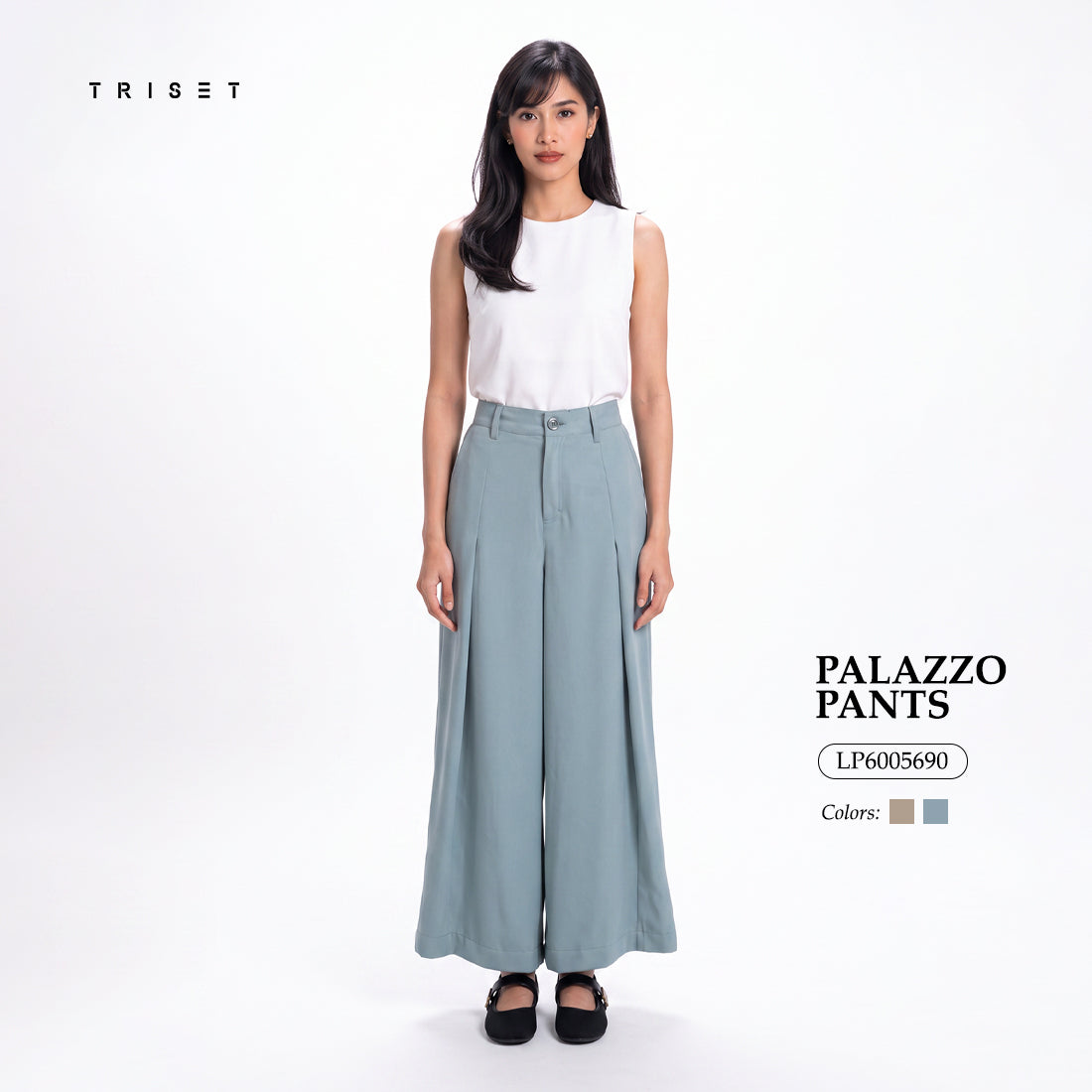 Triset Ladies Celana Panjang Wanita Palazzo Pants High Waist | Relaxed Fit | LP6005690