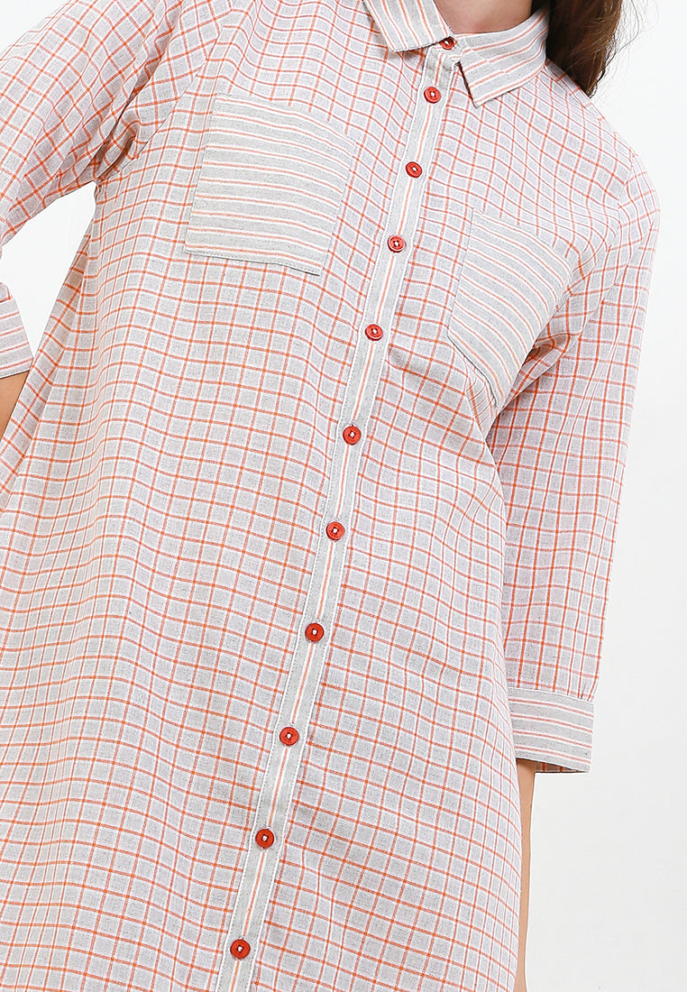 Triset Ladies Midi Dress Wanita Plaid Ruffle | Reguler Fit | LD3025201