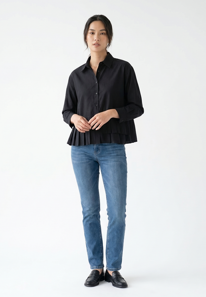Triset Casual Blouse Wanita Lengan Panjang Ruffle Pleated | Reguler Fit | TR3105490