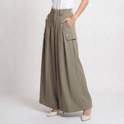 Triset Ladies High Rise pleated Palazzo pants | Celana Wanita Lurus Besar | LP6005590