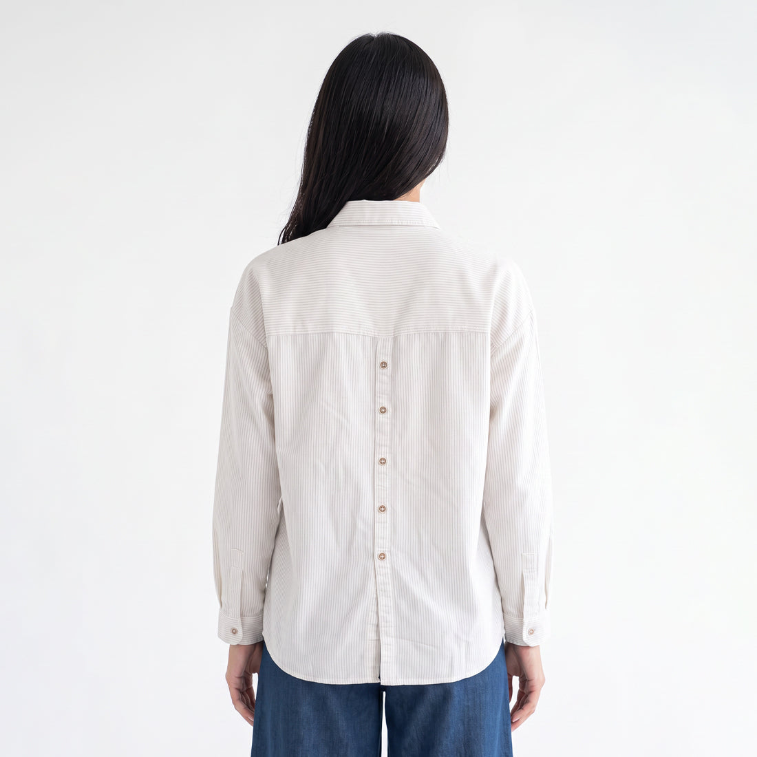 Triset Casual Blouse Wanita Striped Lengan Panjang | Relaxed Fit | TR3106991