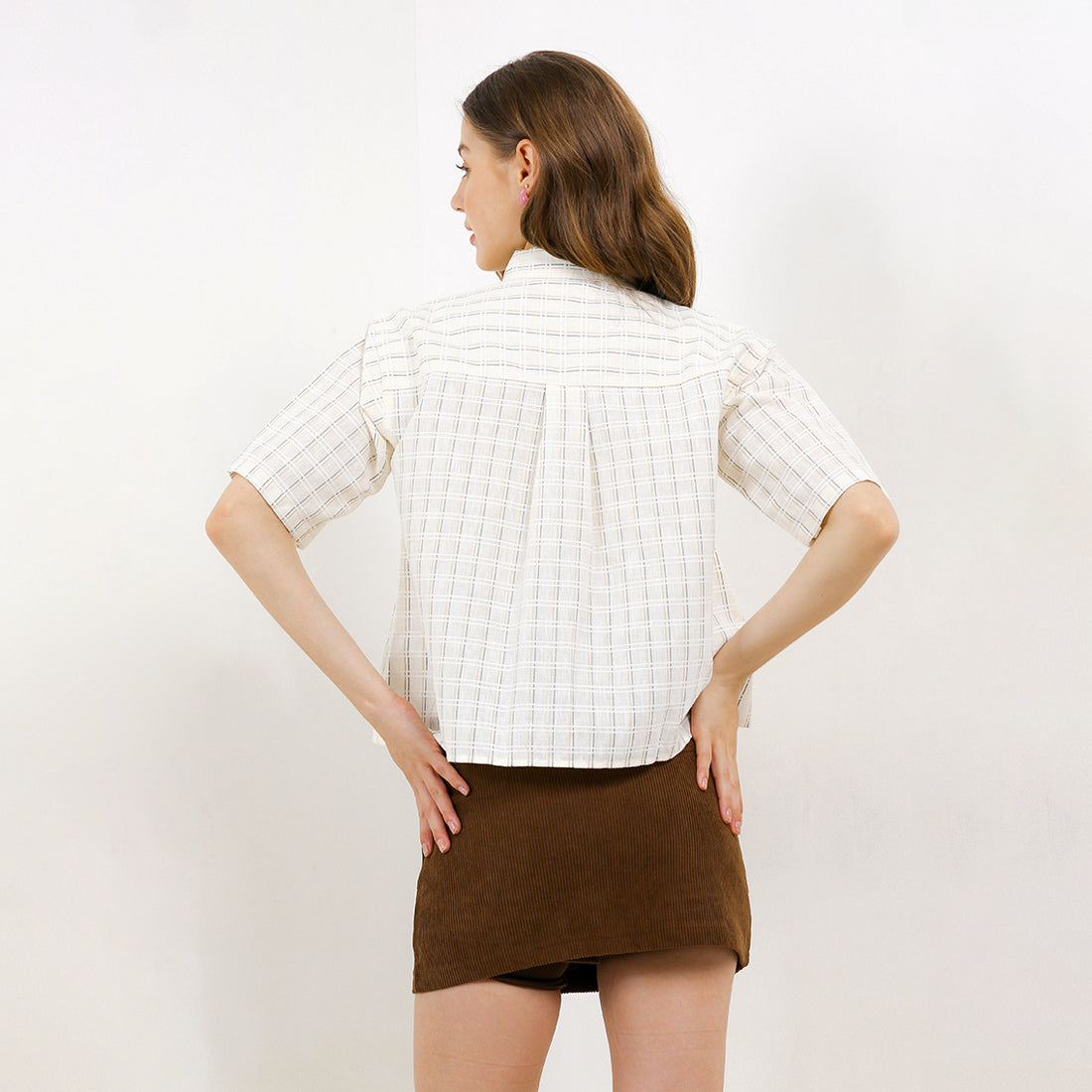 Triset Casual Pakaian Wanita LEA CROP OVERSIZE BLOUSE - TR5051701