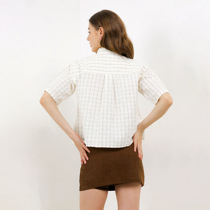 Triset Casual Pakaian Wanita LEA CROP OVERSIZE BLOUSE - TR5051701