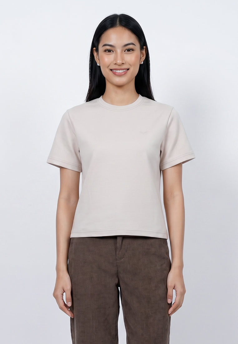Triset Casual Kaos Wanita Lengan Pendek Bordir Capung | Boxy Crop | TK5034890