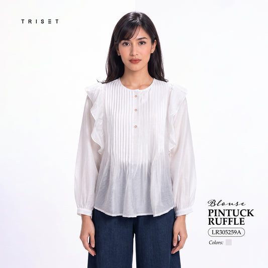 Triset Ladies Blouse Wanita Ruffle Lengan Panjang | Reguler Fit | LR305259A