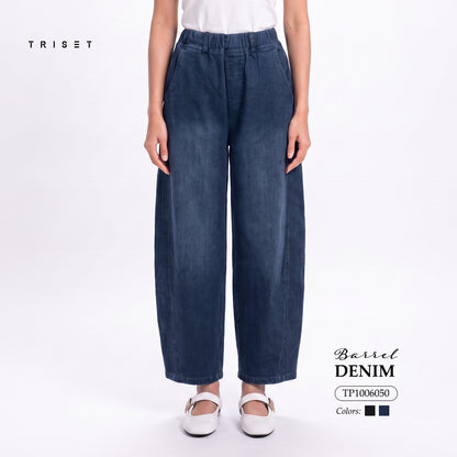 Triset Casual Celana Wanita Barrel Jeans Washed High Waist | Loose Fit | TP1006050