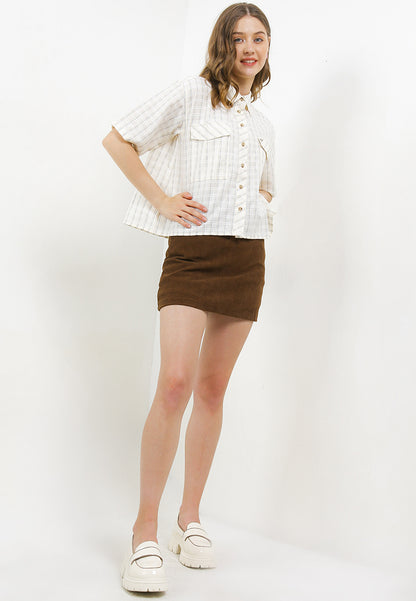 Triset Casual Pakaian Wanita LEA CROP OVERSIZE BLOUSE - TR5051701