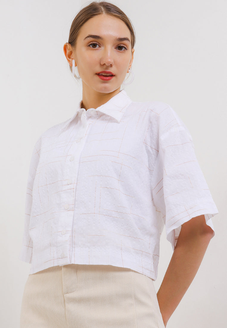 TRISET CASUAL LEA CROP OVERSIZE BLOUSE - TR5051501