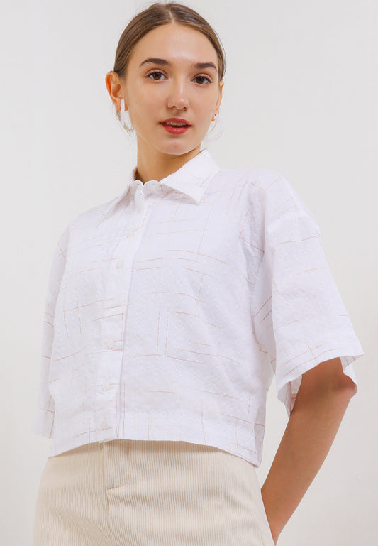 TRISET CASUAL LEA CROP OVERSIZE BLOUSE - TR5051501