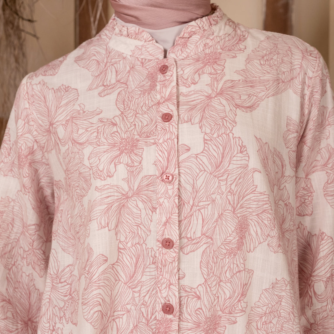 Triset Ladies Midi Dress Wanita Floral Lengan Tujuh Perdelapan A Line | Relaxed Fit | LD303150