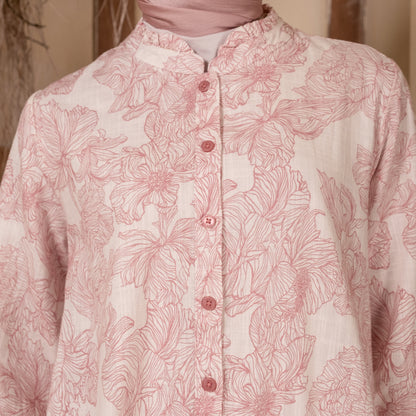 Triset Ladies Midi Dress Wanita Floral Lengan Tujuh Perdelapan A Line | Relaxed Fit | LD303150