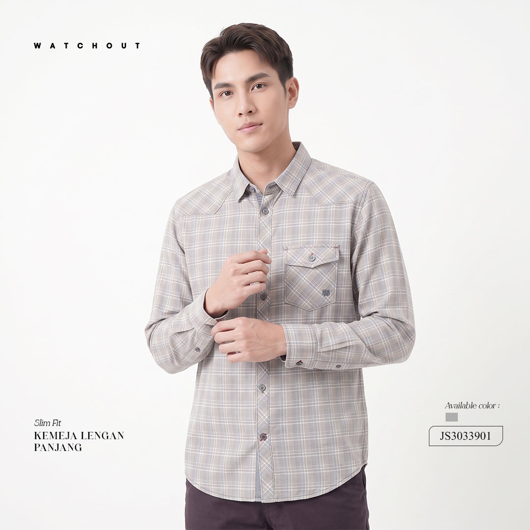 WATCHOUT KEMEJA PRIA LENGAN PANJANG | SLIM FIT | JEANS | JS303390123