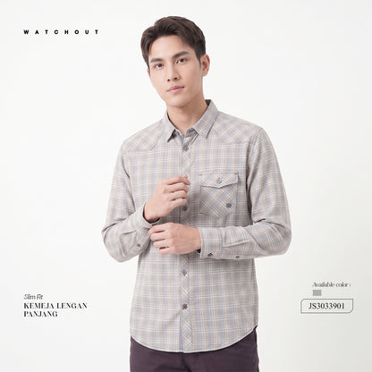 WATCHOUT KEMEJA PRIA LENGAN PANJANG | SLIM FIT | JEANS | JS303390123