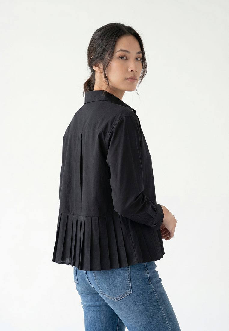 Triset Casual Blouse Wanita Lengan Panjang Ruffle Pleated | Reguler Fit | TR3105490