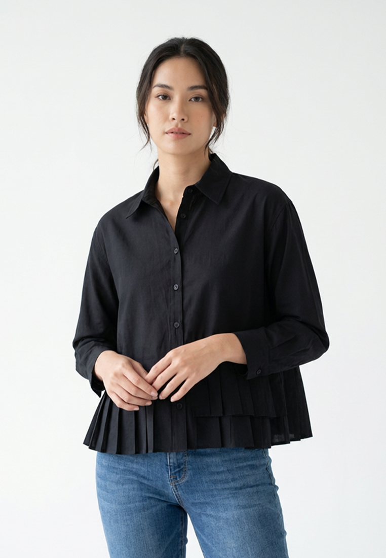 Triset Casual Blouse Wanita Lengan Panjang Ruffle Pleated | Reguler Fit | TR3105490