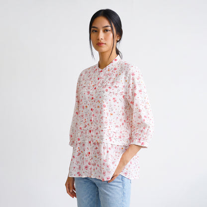 Triset Ladies Pakaian Wanita Blouse Floral Lengan 3/4 | Medium Crop | LR3052778